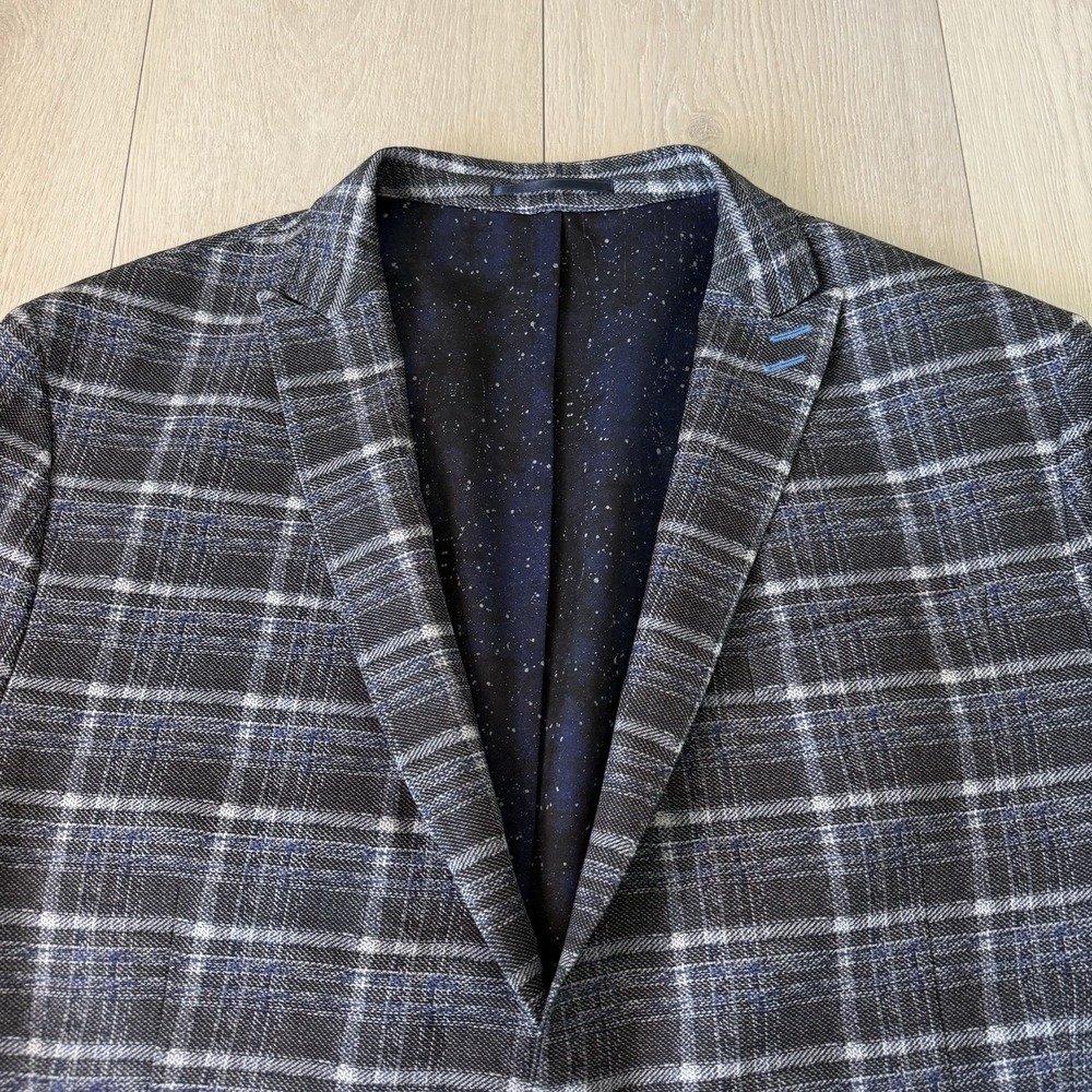 MACEOO Blazer Descartes Plaid Two Button Men's Size 50/7 Galaxy Lined